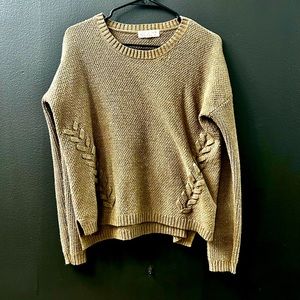 Brown crop cross stitch sweater
